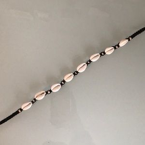 black thread, puka shell necklace